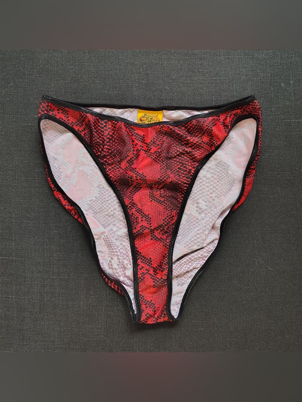 Leopard and Lace HANDMADE Red Snakeskin Print Panties Swim Bottom Medium Large